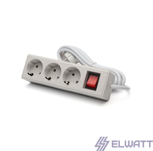 Удлинитель 3М 3 Розетки + Выкл. ELWATT новинка