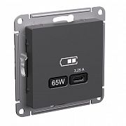 Systeme Electric AtlasDesign Базальт Розетка USB тип-С 65Вт высокоскор.заряд. QC, PD, механизм ATN001427