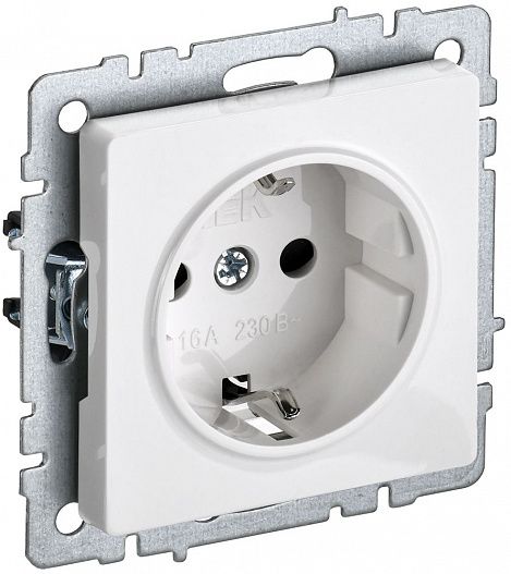 Розетка BRITE  16А с заземл. без защ. шторки бел. IEK BR-R11-16-K01