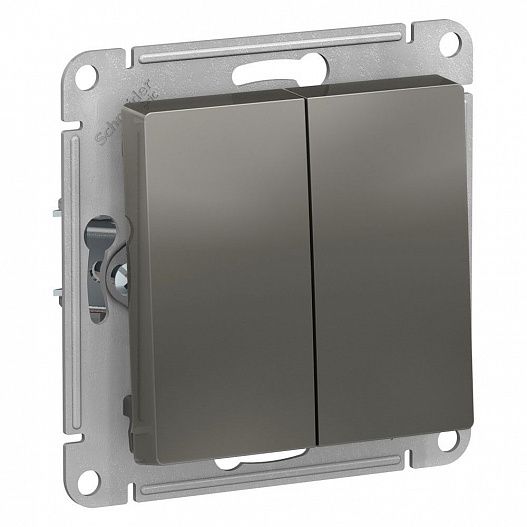 Systeme Electric AtlasDesign Сталь Выключатель 2-клавишный с самовозвратом, сх.2, 10А, механизм