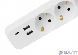 Удлинитель 3М 3 Розетки + 2Usb+ Type-C