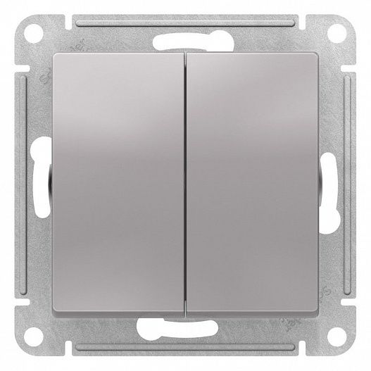 Systeme Electric AtlasDesign Алюминий Переключатель 2-клавишный перекрестный, 2 x сх. 7, 10АХ, механизм