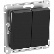 SE AtlasDesign Aqua Карбон Выключатель 2-клавишный IP44, сх.5, 10АХ, механизм ATN441051