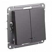Systeme Electric AtlasDesign Базальт Выключатель 2-клавишный с подсветкой, сх.5а, 10АХ, механизм ATN001453