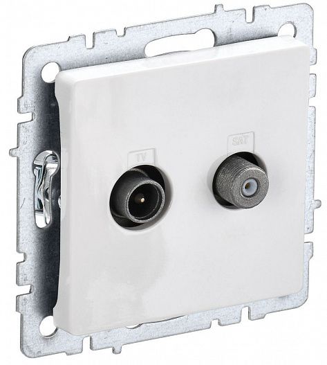 Розетка телевизионная TV/SAT 2-м Brite бел. IEK BR-AF20-O-K01