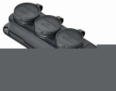 Колодка удлинителя 3-м 16А IP44 с защ. крышкой каучук черн. GENERICA ERK20-016-03-44-K02-G