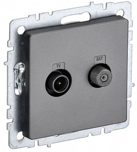 Розетка телевизионная TV/SAT 2-м Brite сталь IEK BR-AF20-O-K46