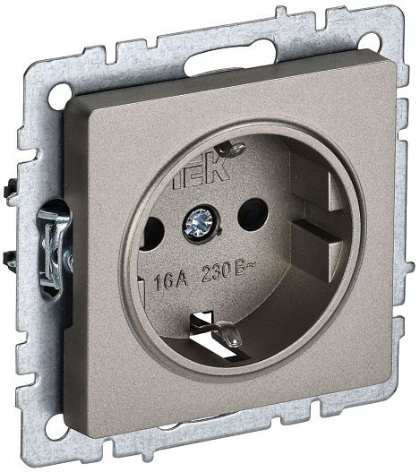 Розетка BRITE  16А с заземл. без защ. шторки шампань IEK BR-R11-16-K37
