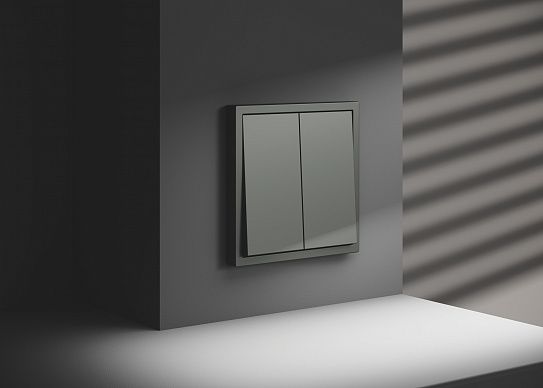 Проходной переключатель встраиваемый VOLTUM S70 двухклавишный 10А, (титан)