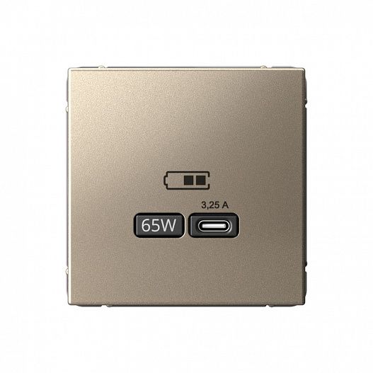 Systeme Electric ArtGallery Шампань USB Розетка тип-С 65Вт высокоскор.заряд. QC, PD, механизм
