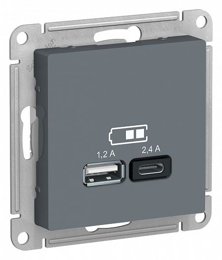 SE AtlasDesign Грифиль USB A+С, 5В/2,4А, 2х5В/1,2А, механизм