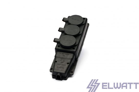 Колодка удлинителя 3-я  каучук 16а IP44 Elwatt