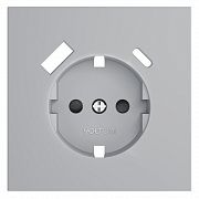 Накладка для розетки с заземлением и защитными шторками, с USB A+C, S70 (серый)