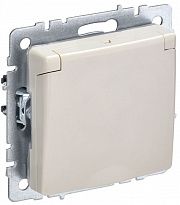 Розетка BRITE   16А IP20 с заземл. защ. шторки с крышкой беж. IEK BR-R16-16-K10