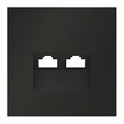 Накладка для розетки компьютерной двойной RJ45+RJ45 кат.6, S70 (черный матовый)