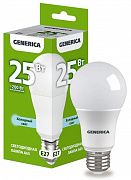 Лампа светодиодная A65 25Вт грушевидная 6500К E27 230В GENERICA LL-A65-25-230-65-E27-G