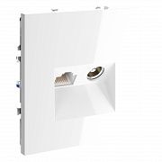 Розетка телевизионная встраиваемая VOLTUM S70 TV+RJ45 кат. 6, (белый глянцевый)