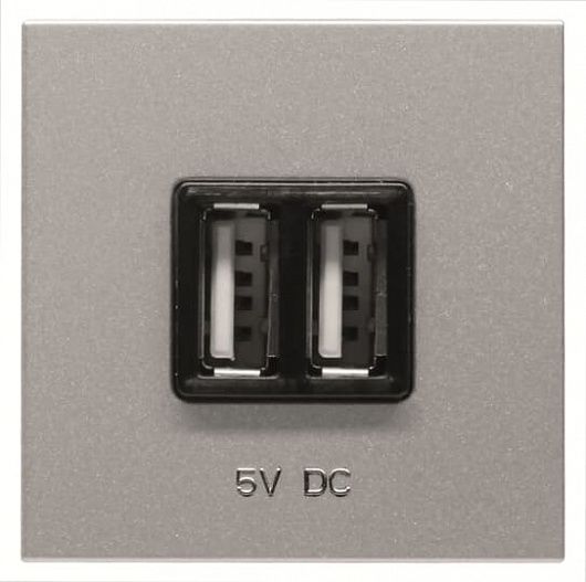 Розетка USB 2мод. Zenit 2х750мА/1х1500мА механизм серебр. ABB 2CLA228500N1301
