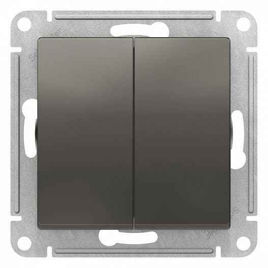 Systeme Electric AtlasDesign Сталь Переключатель 2-клавишный перекрестный, 2 x сх. 7, 10АХ, механизм