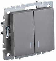 Выключатель 2-кл.  BRITE  10А с инд. сталь IEK BR-V20-1-10-K46