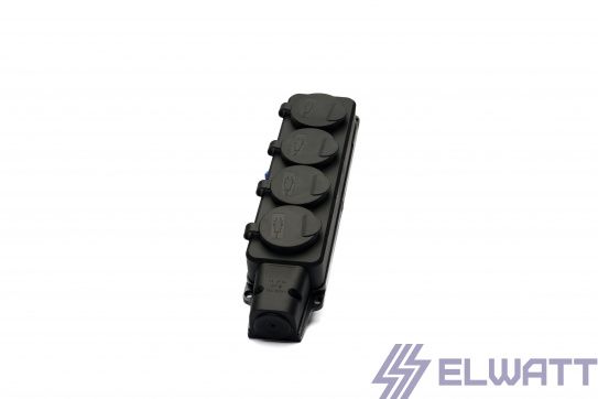 Колодка удлинителя 4-я  каучук 16а IP44 Elwatt