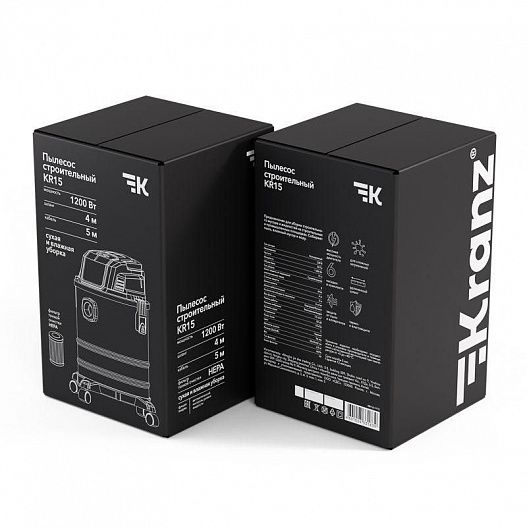 Пылесос строительный KR15 1200Вт 15л 4м Kranz KR-16-1115