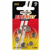 Элемент питания воздушно-цинковые для слухового аппарата ZA13-6BL ENERGY POWER Hearing Aid (блист.6шт) Трофи Б0057976