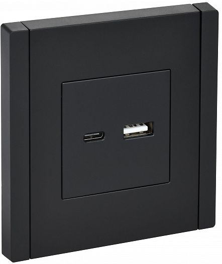 IEK FORTE&PIANO Черный Розетка USB A+C 3,1А FP150