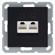 Розетка компьютерная 2-м RJ45 IP20 кат. 5E механизм черн. матов. soft touch Jasmart G6106PB