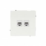 Розетка компьютерная 2-м KANT RJ45 кат.6A без шторки бел. магнолия DKC 7000674