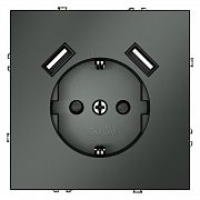Розетка 1-м СП S70 16А с USB A+A с заземл. защ. шторки механизм титан Voltum VLS040406