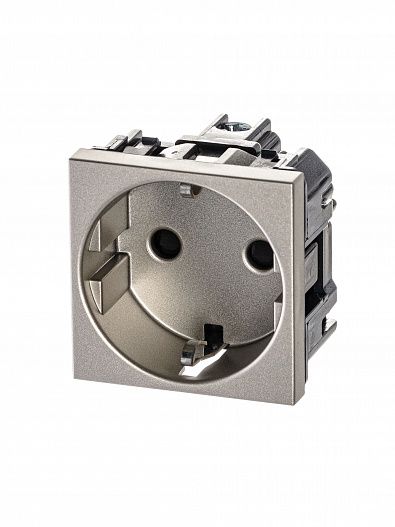 Розетка 1-м  2мод. Zenit с заземл. Schuko защ. шторки шампань ABB 2CLA228800N1901