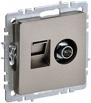 Розетка компьютерная + телевизионная 2-м Brite RJ45 кат.5E + TV шампань IEK BR-AK20-1-K37