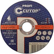 Диск отрезной по металлу и нерж. стали профессиональный ПРОФИ/Profi Т41-125х1.6х22.2мм Cutop 39985т