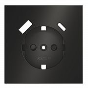 Накладка для розетки с заземлением и защитными шторками, с USB A+C, S70 Metal (антрацит)