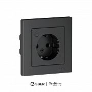 Розетка AtlasDesign Smart 16А L+N с заземл. защ. шторки Zigbee механизм карбон SE ATN001045Z