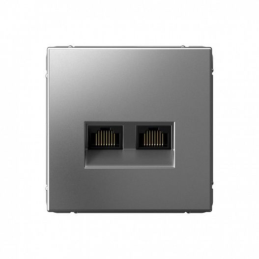 Systeme Electric ArtGallery Сталь Розетка двойная компьютерная RJ45+RJ45, кат.6А, механизм