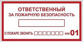Наклейка "Ответственный за пожарную безопасность" B03 100х200мм PROxima EKF an-4-05