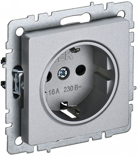 Розетка BRITE  16А с заземл. защ. шторки алюм. IEK BR-R14-16-K47
