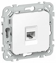 Розетка компьютерная СП FLITE РК6-1-0-ФлБ RJ45 кат.6 UTP механизм бел. IEK FI-K12-2-K01