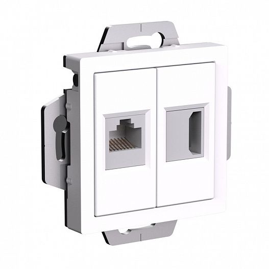 Systeme Electric AtlasDesign Белый Розетка двойная HDMI+RJ45, кат.5Е, механизм