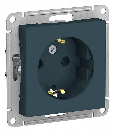 SE AtlasDesign Изумруд Розетка с/з со шторками, 16А, механизм