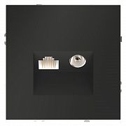 Розетка телевизионная встраиваемая VOLTUM S70 TV+RJ45 кат. 6, (черный матовый)