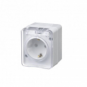 Розетка 1-м ОП AtlasDesign Profi54 16А IP54 250В с заземл. защ. шторки бел. SchE ATN540145