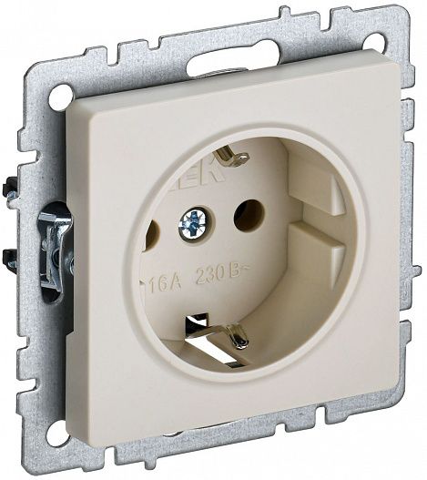 Розетка BRITE   16А с заземл. защ. шторки беж. IEK BR-R14-16-K10