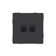 Розетка компьютерная 2-м KANT RJ45 кат.6A без шторки черн. уголь DKC 7012674