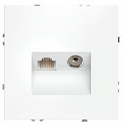 Розетка телевизионная встраиваемая VOLTUM S70 TV+RJ45 кат. 6, (белый матовый)