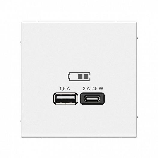 Systeme Electric ArtGallery Белый USB Розетка A + тип-C 45Вт высокоскор.заряд. QC, PD, механизм