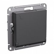 Systeme Electric AtlasDesign Базальт Розетка с/з со шторками с крышкой, 16А, IP20, механизм ATN001446