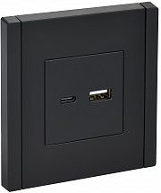 IEK FORTE&PIANO Черный Розетка USB A+C 18Вт FP151